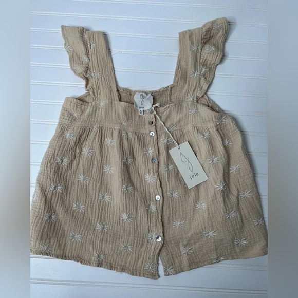 Joie Flutter Sleeve Tank Sleeveless Top Embroidered Medium NEW.  172 - Picture 1 of 2